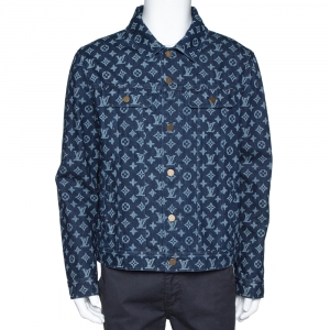 Louis Vuitton Navy Blue Monogram Print Denim Jacket XXL