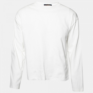 Louis Vuitton White Cotton Inside Out Long Sleeve Crew Neck T-Shirt S 