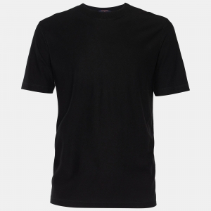 Louis Vuitton Black Cotton Jacquard Velour Satellite Motif T-Shirt XL