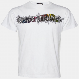 Louis Vuitton White Logo Embroidered Cotton Knit T-Shirt XXS