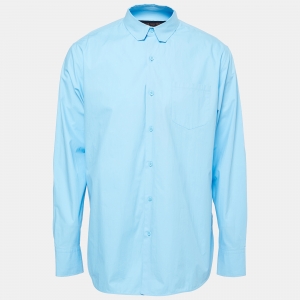 Louis Vuitton Sky Blue Pocket Detail Button Front Shirt L