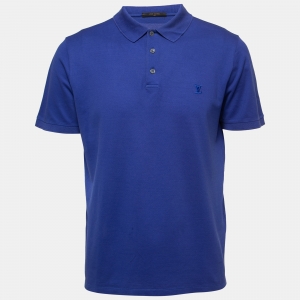 Louis Vuitton Blue Cotton Pique Polo T-Shirt L