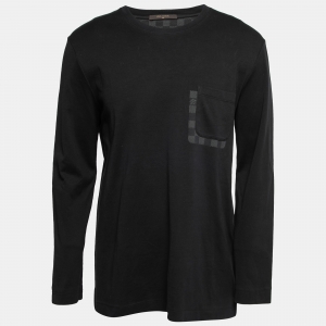 Louis Vuitton Black Cotton Damier Pocket Detail Long Sleeve T-Shirt XXL