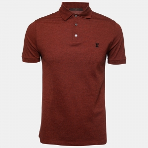 Louis Vuitton Brown Melange Cotton Polo T-Shirt S