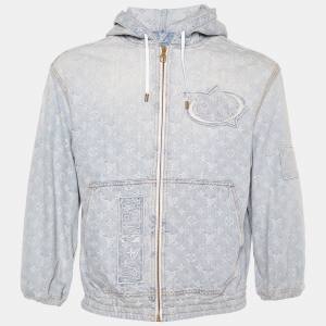 Louis Vuitton X NBA Blue Monogram Denim Hooded Jacket XS
