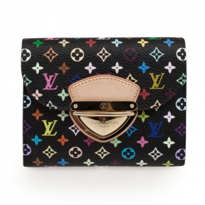 مملوكة مسبقًا Louis Vuitton Black Multicolor Joey Wallet  