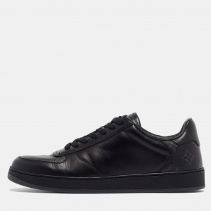 Louis Vuitton Black Leather and Monogram Eclipse Rivoli Sneakers Size 41.5
