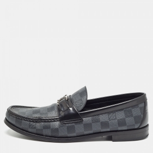 Louis Vuitton Grey/Black Damier Graphite Canvas and Leather Major Loafers Size 44.5 