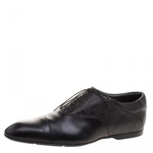 Louis Vuitton Black Glazed Calf Leather Sandstone Richelieu Lace Up Shoes Size 43