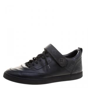 Louis Vuitton Black Leather And Monogram Canvas Passenger Lace Up Sneakers Size 43