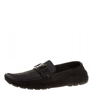 Louis Vuitton Black Suede Monte Carlo Loafers Size 43