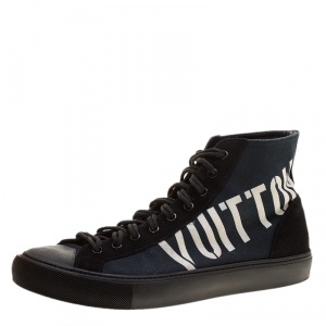 مملوكة مسبقًا حذاء رياضي لوي فيتون تاتوو كانفاس أزرق بعنق مرتفع مقاس 42.5