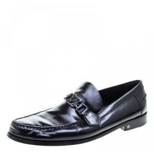 Pre Owned Louis Vuitton Black Leather Major Loafers Size 44.5