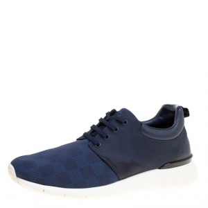 Louis Vuitton Blue Damier Nylon and Nubuck Fastlane Sneakers Size 42.5