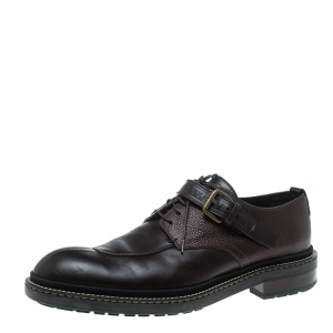 Louis Vuitton Brown Leather Lace Up Buckle Detail Oxfords Size 42.5