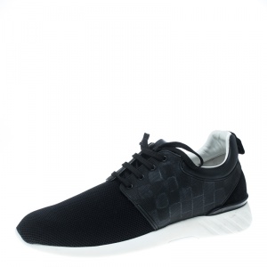 Louis Vuitton Black Mesh and Damier Embossed Rubber Fastlane Sneakers Size 44