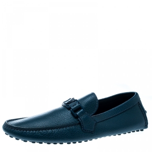 Louis Vuitton Dark Turquoise Leather Hockenheim Loafers Size 41