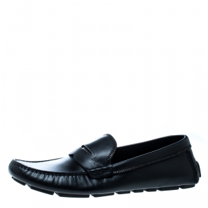 Louis Vuitton Black Leather Shade Penny Loafers Size 41