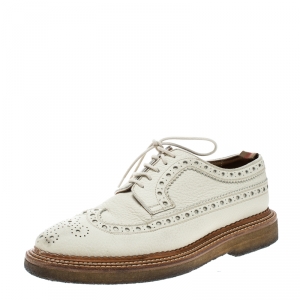 Burberry Cream Brogue Leather Burroughs Lace Up Derby Size 42