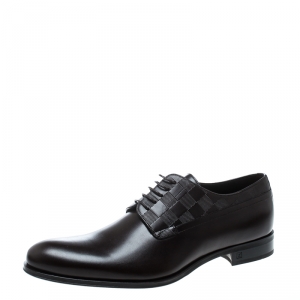 Louis Vuitton Brown Damier Embossed Leather Lace Up Oxfords Size 43