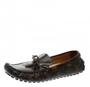 Louis Vuitton Brown Monogram Canvas Arizona Loafers Size 43