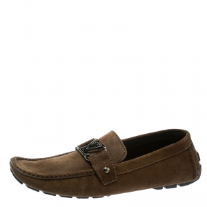 Louis Vuitton Brown Suede Logo Detail Loafer Size 44.5