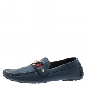 Louis Vuitton Blue Leather Monte Carlo Loafers Size 41