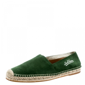 Louis Vuitton Green Suede Slip On Espadrilles Size 41.5