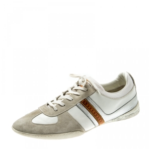 Louis Vuitton Tricolor Leather And Suede Lace Up Sneakers Size 43