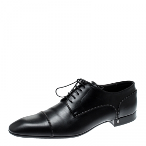 Louis Vuitton Black Leather Lace Up Oxfords Size 44.5