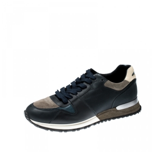 مملوكة مسبقًا حذاء رياضي لوي فيتون اربطة سويدي وجلد رمادي/ أزرق مقاس 40.5