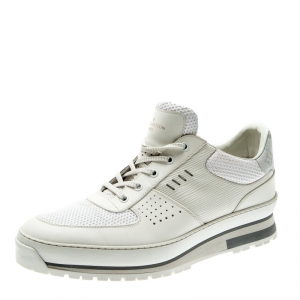 Louis Vuitton White Epi Leather And Mesh Harlem Sneakers Size 43