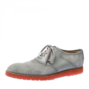 Louis Vuitton Grey Suede and Leather Brogue Lace Up Oxford