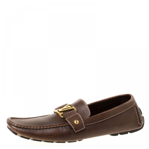 Pre Owned Louis Vuitton Brown Leather Monte Carlo Loafers Size 43.5