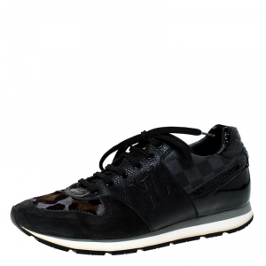 Louis Vuitton Black Mix Media Lace Up Sneakers Size 42