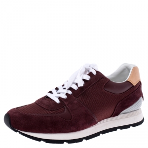 Louis Vuitton Burgundy Mesh, Leather and Suede Abbesses Lace Up Sneakers Size 41