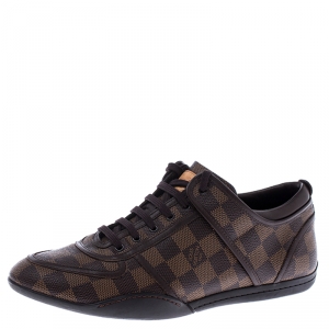 Louis Vuitton Damier Ebene Canvas and Leather Boogie Sneakers Size 40.5