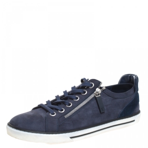 Louis Vuitton Blue Damier Nubuck and Suede Adventure Lace Up Sneakers Size 41