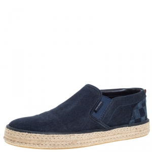 Louis Vuitton Blue Denim Slip On Sneakers Size 42.5