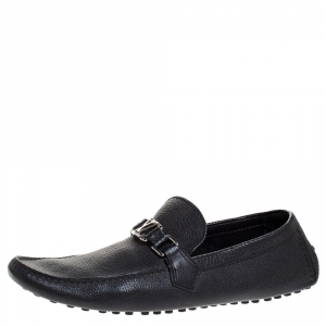 Louis Vuitton Black Leather Monte Carlo Slip On Loafers Size 44