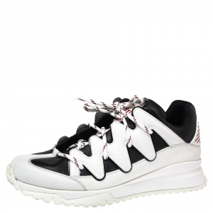 Louis Vuitton White/Blue Leather Zig Zag Lace Up Sneakers Size 45