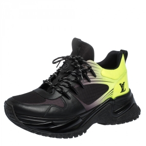 Louis Vuitton Black/Green Leather and Mesh Run Away Pulse Sneakers Size 41