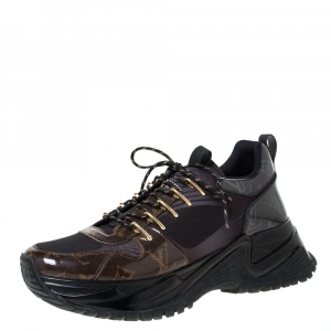 Louis Vuitton Black/Brown Monogram Canvas and Mesh Run Away Pulse Sneakers Size 41