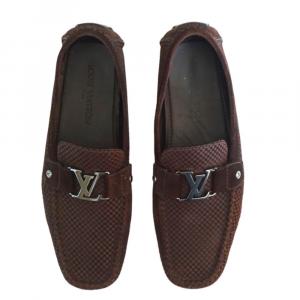 Louis Vuitton Petit Damier Canvas Monte Carlo Suede Moccasins Size 43