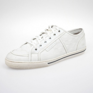 Louis Vuitton White Leather Damier Sneakers Size 43