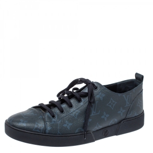 Louis Vuitton Navy Blue Monogram Eclipse Canvas Match Up Low Top Sneakers Size 43