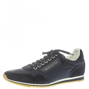 Louis Vuitton Blue Suede Leather And Nylon Trainers Low Top Sneakers Size 44