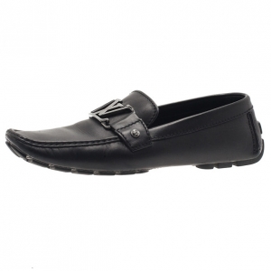 Pre Owned Louis Vuitton Black Leather Monte Carlo Loafers Size 40