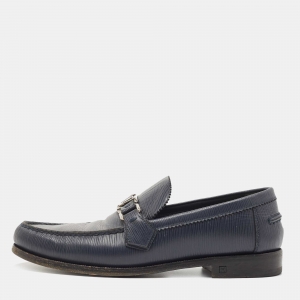 Louis Vuitton Navy Blue Leather Slip On Loafers Size 41.5