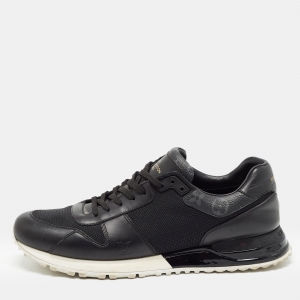 Louis Vuitton Black Monogram Canvas and Leather Run Away Sneakers Size 45